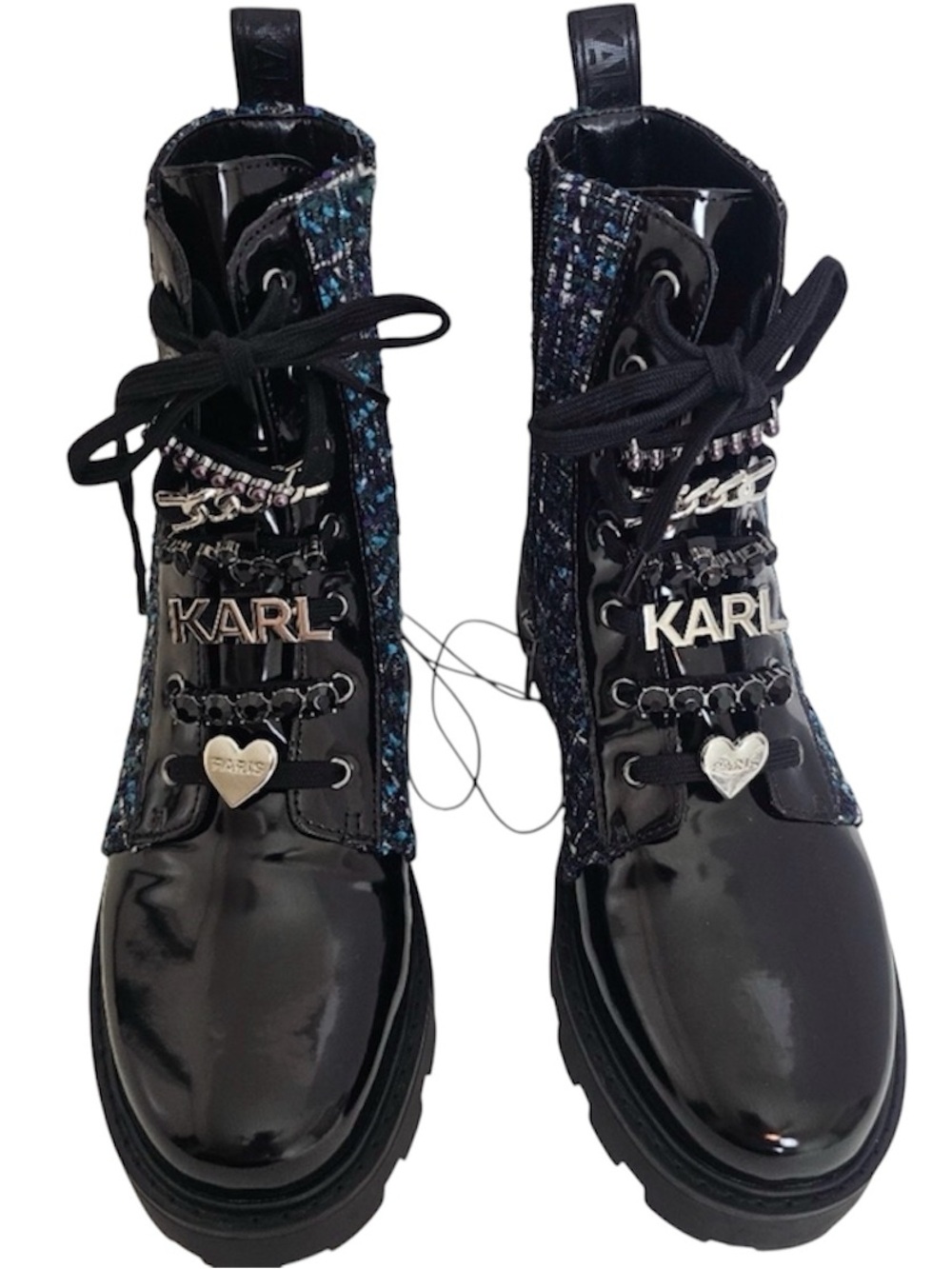 Karl Lagerfeld Mela Tweed Combat Boots